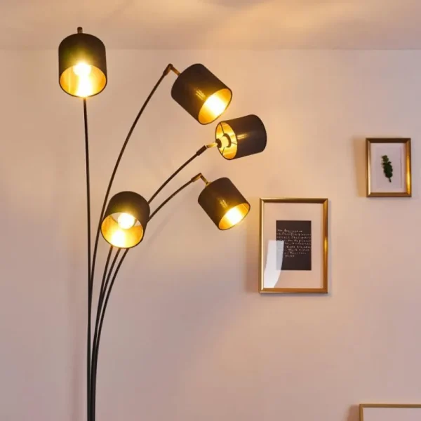 hofstein Lampadaire Alsen Noir, 5 lumières* Lampes Modernes