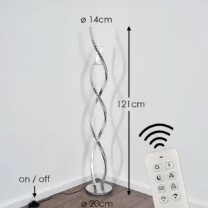 hofstein Lampadaire Assuan LED Chrome, 1 lumière, Télécommandes, Changeur de couleurs* Lampes Modernes