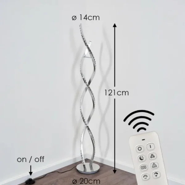 hofstein Lampadaire Assuan LED Chrome, 1 lumière, Télécommandes, Changeur de couleurs* Lampes Modernes