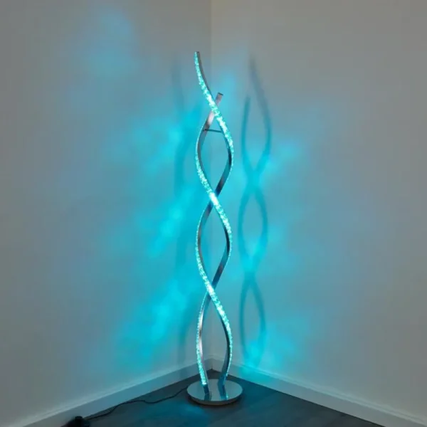 hofstein Lampadaire Assuan LED Chrome, 1 lumière, Télécommandes, Changeur de couleurs* Lampes Modernes