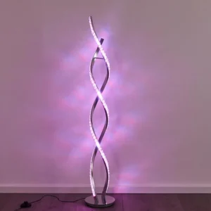 hofstein Lampadaire Assuan LED Chrome, 1 lumière, Télécommandes, Changeur de couleurs* Lampes Modernes
