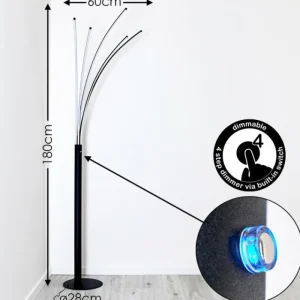 hofstein Lampadaire Bakersfield LED Noir, Blanc, 1 lumière* Lampes Modernes