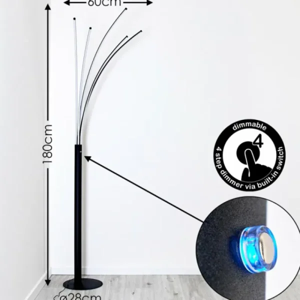 hofstein Lampadaire Bakersfield LED Noir, Blanc, 1 lumière* Lampes Modernes