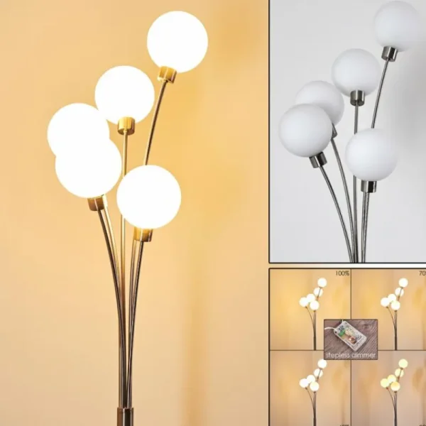 hofstein Lampadaire Bernado Nickel mat, 5 lumières* Lampes Modernes