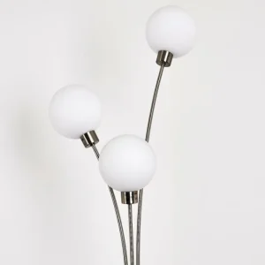 hofstein Lampadaire Bernado Nickel mat, 3 lumières* Lampes En Verre