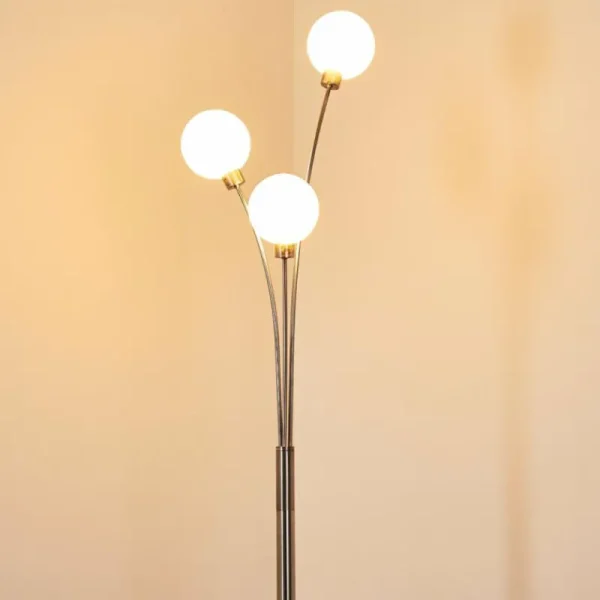 hofstein Lampadaire Bernado Nickel mat, 3 lumières* Lampes En Verre