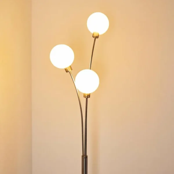 hofstein Lampadaire Bernado Nickel mat, 3 lumières* Lampes En Verre