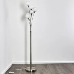 hofstein Lampadaire Bernado Nickel mat, 6 lumières* Lampes En Verre