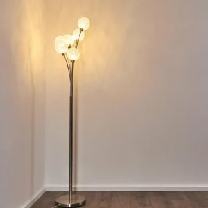 hofstein Lampadaire Bernado Nickel mat, 6 lumières* Lampes Modernes