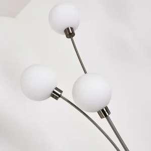 hofstein Lampadaire Bernado Nickel mat, 3 lumières* Lampes En Verre