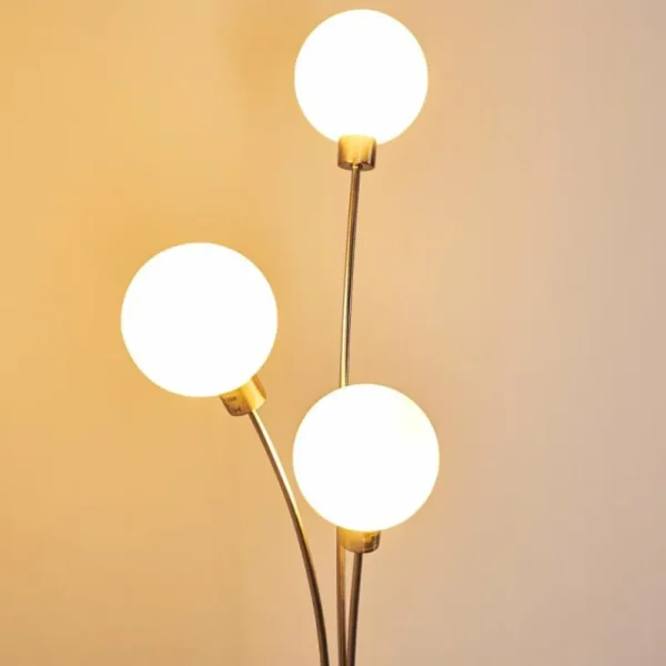 hofstein Lampadaire Bernado Nickel mat, 3 lumières* Lampes En Verre