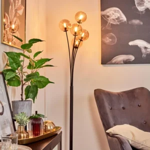 hofstein Lampadaire Bernado Noir, 5 lumières* Lampes En Verre