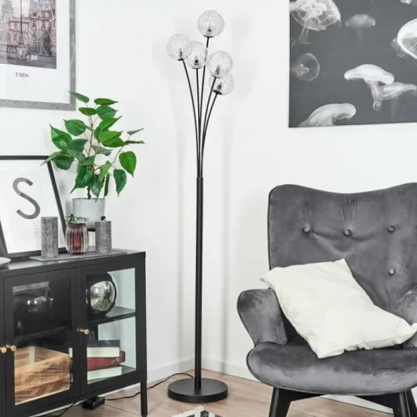 hofstein Lampadaire Bernado Noir, 5 lumières* Lampes Modernes
