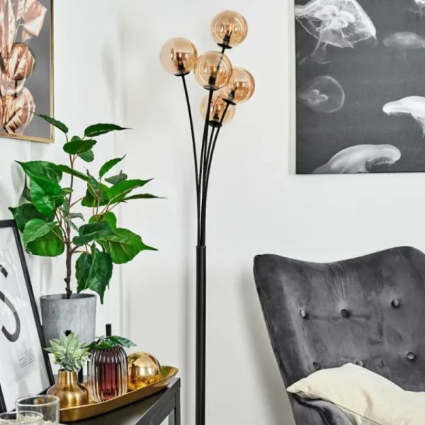 hofstein Lampadaire Bernado Noir, 5 lumières* Lampes En Verre