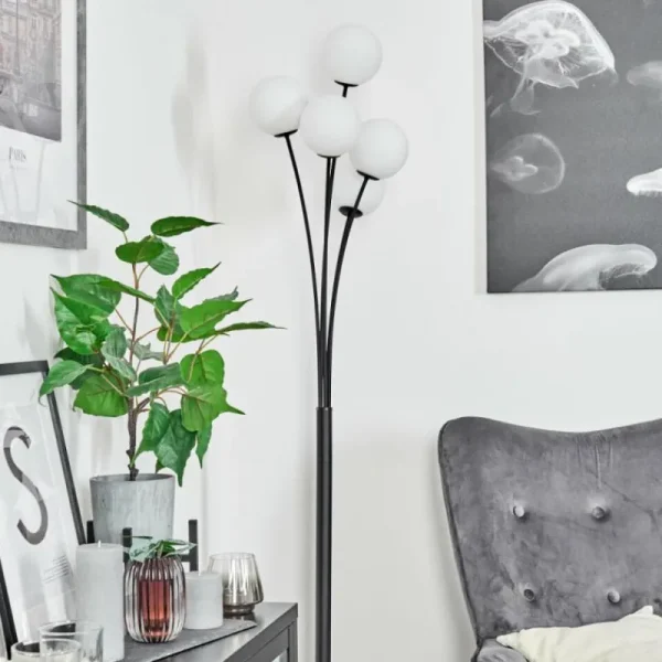 hofstein Lampadaire Bernado Noir, 5 lumières* Lampes En Verre