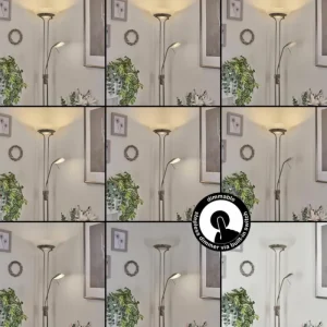 hofstein Lampadaire Biot LED Nickel mat, 2 lumières* Lampes Modernes