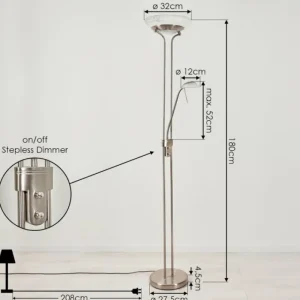 hofstein Lampadaire Biot LED Nickel mat, 2 lumières* Lampes Modernes