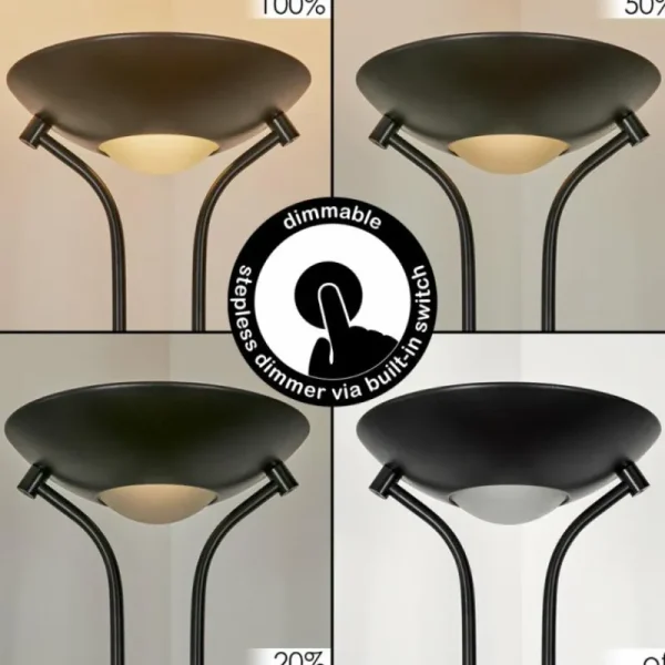 hofstein Lampadaire Biot LED Noir, 2 lumières* Lampes En Verre