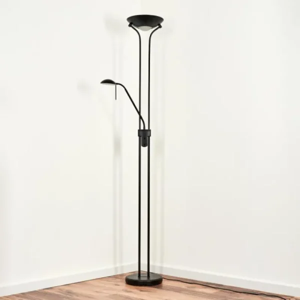 hofstein Lampadaire Biot LED Noir, 2 lumières* Lampes En Verre