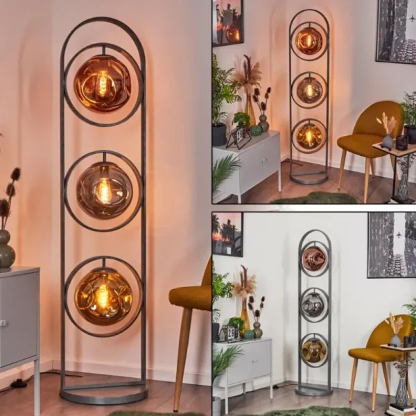 hofstein Lampadaire Cabreiro Anthracite, 1 lumière* Lampes En Verre