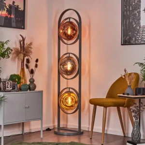 hofstein Lampadaire Cabreiro Anthracite, 1 lumière* Lampes En Verre