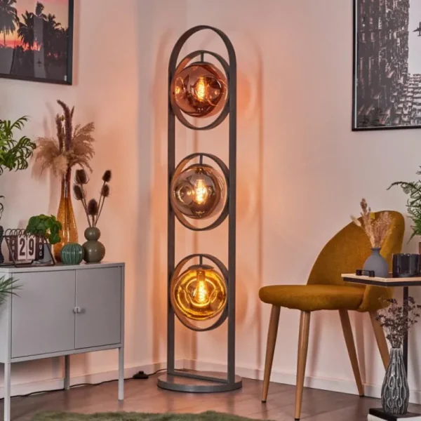hofstein Lampadaire Cabreiro Anthracite, 1 lumière* Lampes En Verre
