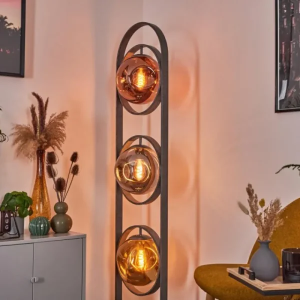 hofstein Lampadaire Cabreiro Anthracite, 1 lumière* Lampes En Verre