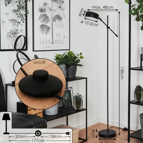 hofstein Lampadaire Camori Noir, 1 lumière* Lampes Modernes
