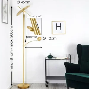 hofstein Lampadaire Cazis LED Laiton, 2 lumières* Lampes Modernes