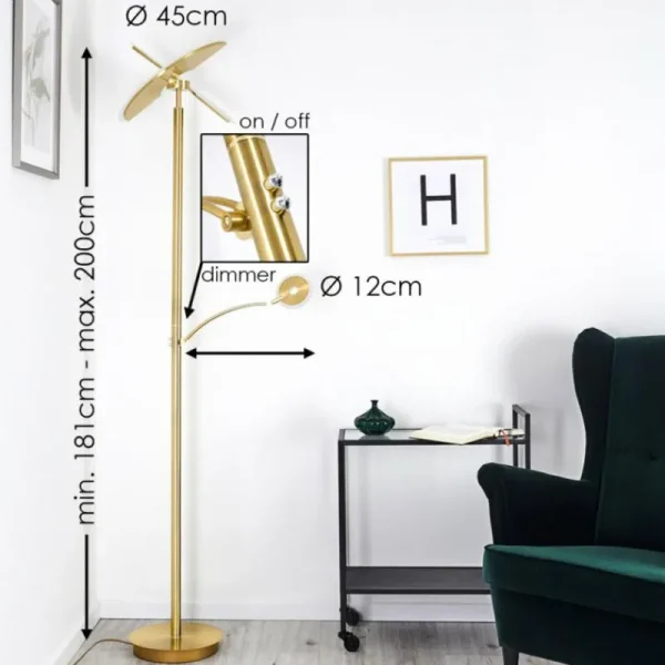 hofstein Lampadaire Cazis LED Laiton, 2 lumières* Lampes Modernes
