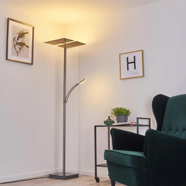 hofstein Lampadaire Cazis LED Nickel mat, 3 lumières* Lampes Modernes