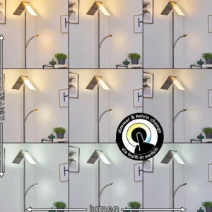 hofstein Lampadaire Cazis LED Nickel mat, 3 lumières* Lampes Modernes