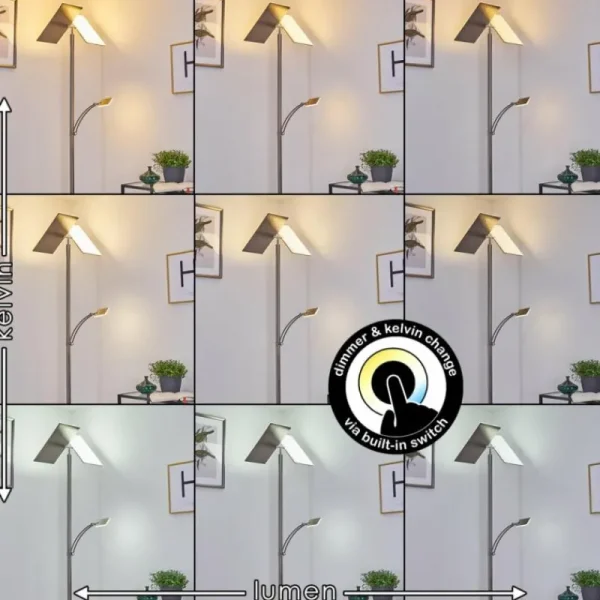 hofstein Lampadaire Cazis LED Nickel mat, 3 lumières* Lampes Modernes