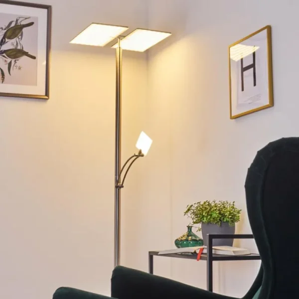 hofstein Lampadaire Cazis LED Nickel mat, 3 lumières* Lampes Modernes