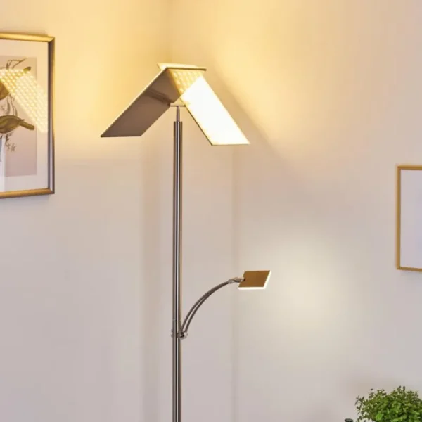 hofstein Lampadaire Cazis LED Nickel mat, 3 lumières* Lampes Modernes