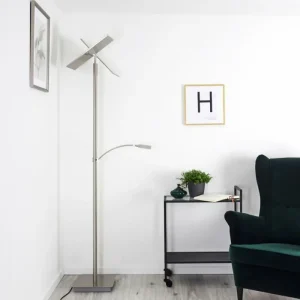 hofstein Lampadaire Cazis LED Nickel mat, 3 lumières* Lampes Modernes