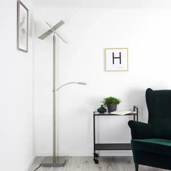 hofstein Lampadaire Cazis LED Nickel mat, 3 lumières* Lampes Modernes