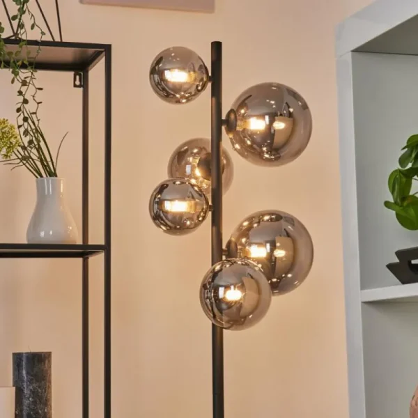 hofstein Lampadaire Chehalis LED Noir, 6 lumières* Lampes Modernes
