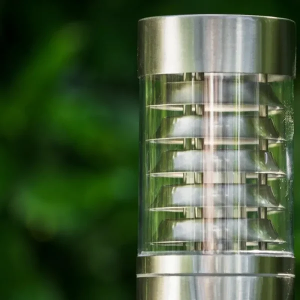 hofstein Lampadaire Dakar Acier inoxydable, 1 lumière, Détecteur de mouvement* Lampes Modernes
