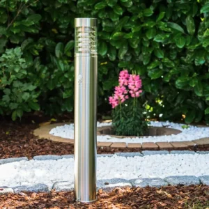 hofstein Lampadaire Dakar Acier inoxydable, 1 lumière, Détecteur de mouvement* Lampes Modernes