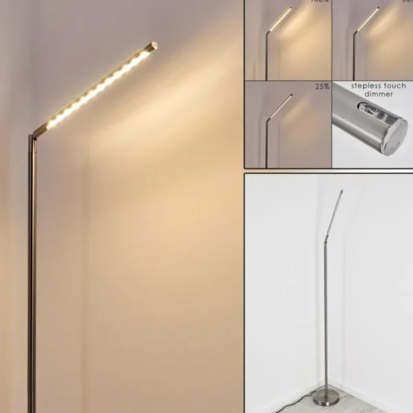 hofstein Lampadaire Deje LED Nickel mat, 1 lumière* Lampes Modernes