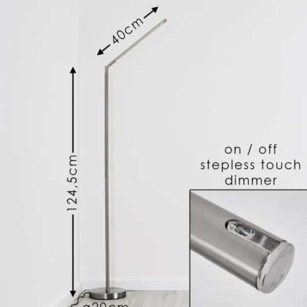 hofstein Lampadaire Deje LED Nickel mat, 1 lumière* Lampes Modernes