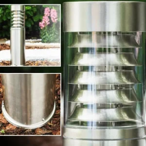 hofstein Lampadaire d'extérieur Dakar Acier inoxydable, 1 lumière* Lampes Modernes