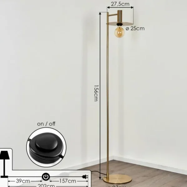 hofstein Lampadaire Faido Laiton, 1 lumière* Lampes Modernes