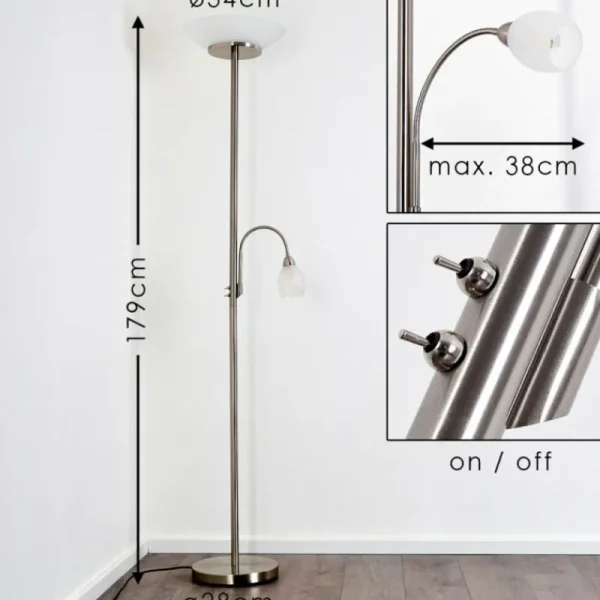 hofstein Lampadaire Gismaro Nickel mat, 3 lumières* Lampes Modernes