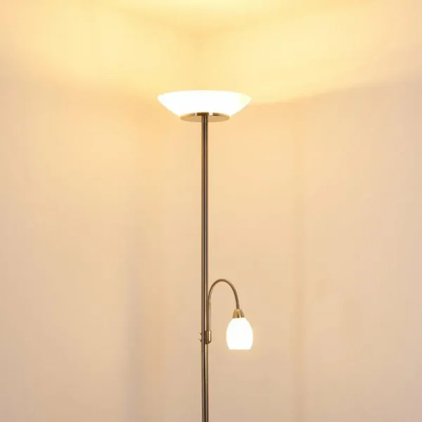 hofstein Lampadaire Gismaro Nickel mat, 3 lumières* Lampes Modernes