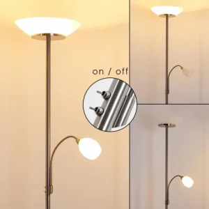 hofstein Lampadaire Gismaro Nickel mat, 3 lumières* Lampes Modernes