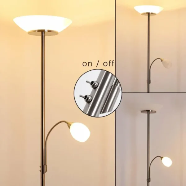 hofstein Lampadaire Gismaro Nickel mat, 3 lumières* Lampes Modernes