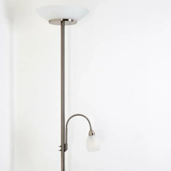 hofstein Lampadaire Gismaro Nickel mat, 3 lumières* Lampes Modernes