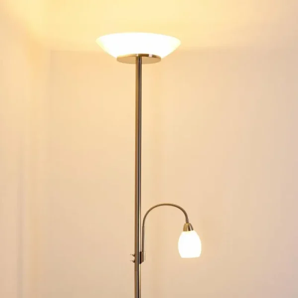 hofstein Lampadaire Gismaro Nickel mat, 3 lumières* Lampes Modernes